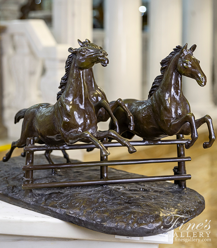 Bronze Statues  - Vintage Jumping Stables Horses - BS-119